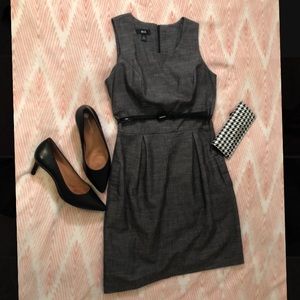 Sleeveless belted sheath dress